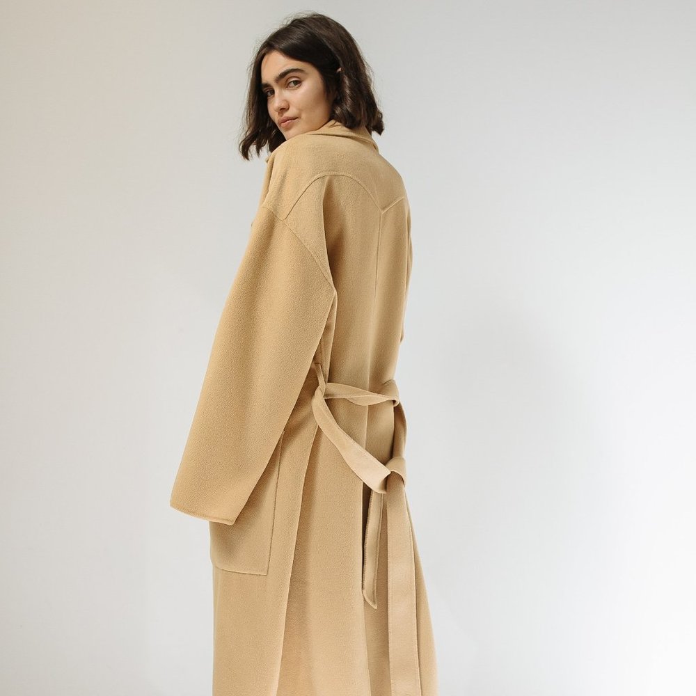 NWT Nanushka Alamo Wool Silk Robe Coat Size L